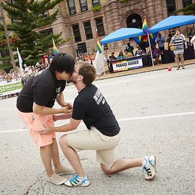 Jeff Browning proposed to Justin Raymundo during the parade. Justin said yes!