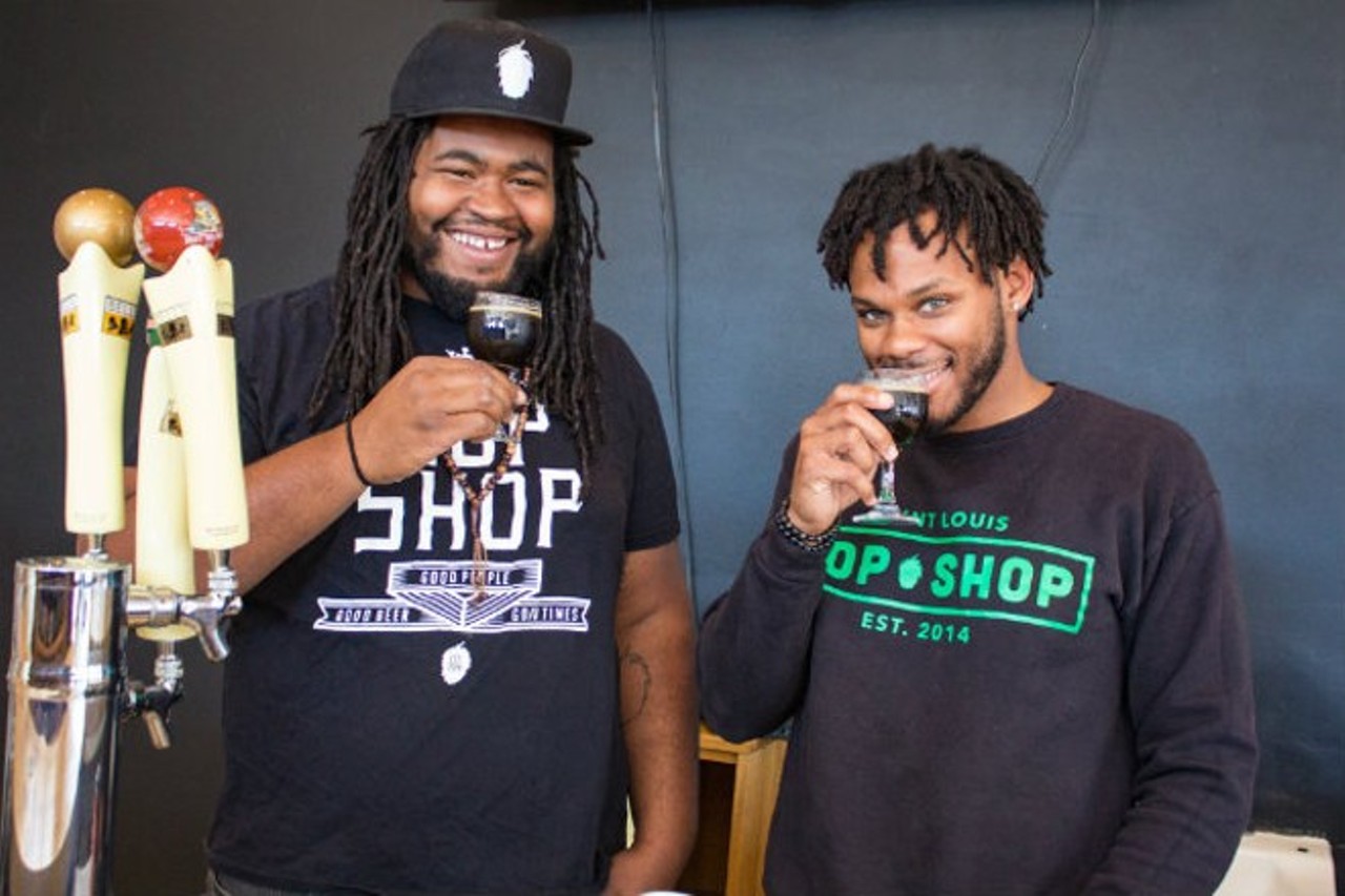 Hop Shop
2600 Cherokee Street, 314-261-4011 
Justin Harris and Ryan Griffin opened Hop Shop in 2015 and it became a go-to destination for craft brews. The shop boasts an expansive selection of ciders, lagers, ales, IPAs, stouts and more, but it’s not just a beer destination. Hop Shop is a community gathering space. During warmer months, customers take their beer of choice, which you can buy by the can, and sit at picnic tables outside. Tables and bar seating reside in Hop Shop’s large corner space at Cherokee and Jefferson streets as well.  