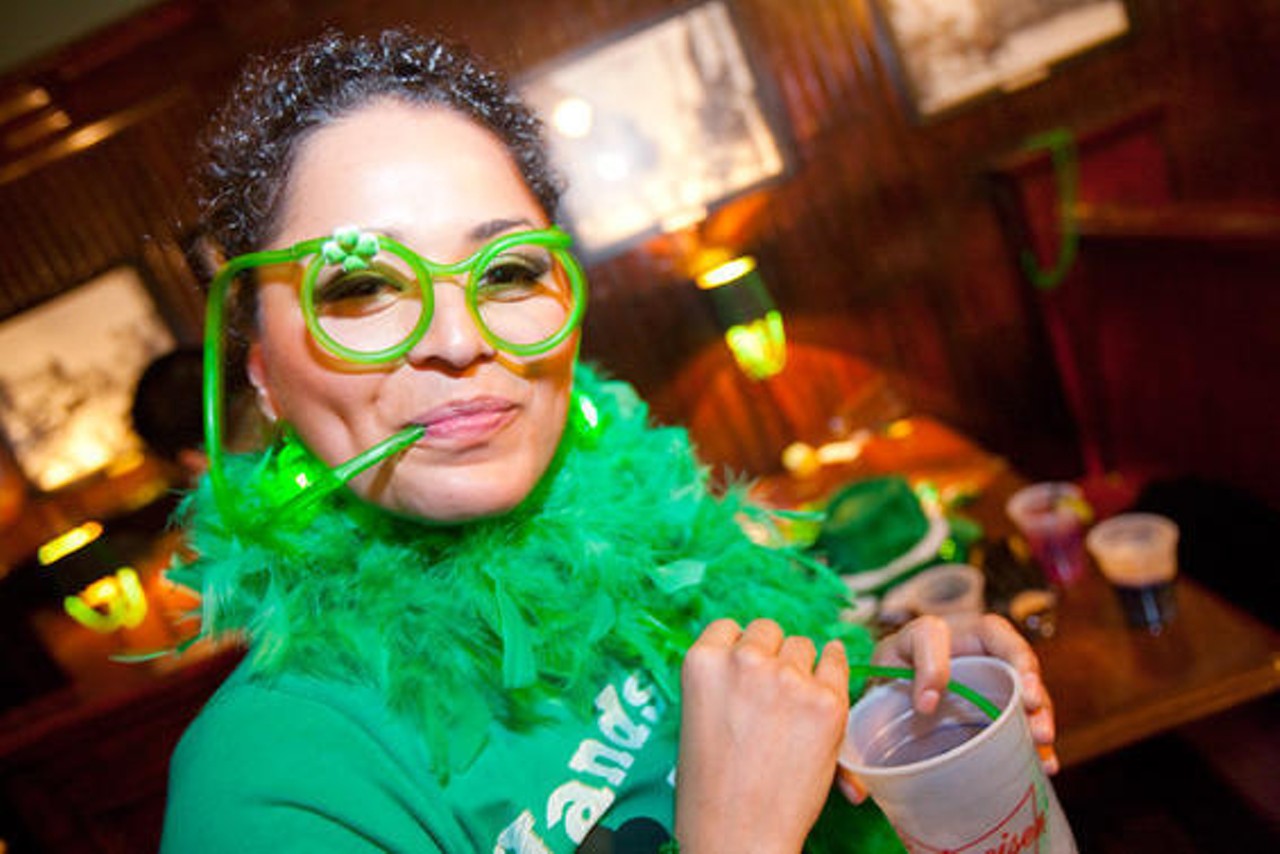 And what's the best way to drink green beer? Through green straw glasses at Casey's Irish Pub in Los Angeles.