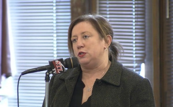 Former Ward 6 Alderwoman Christine Ingrassia speaks at a Board of Aldermen meeting on February 10
