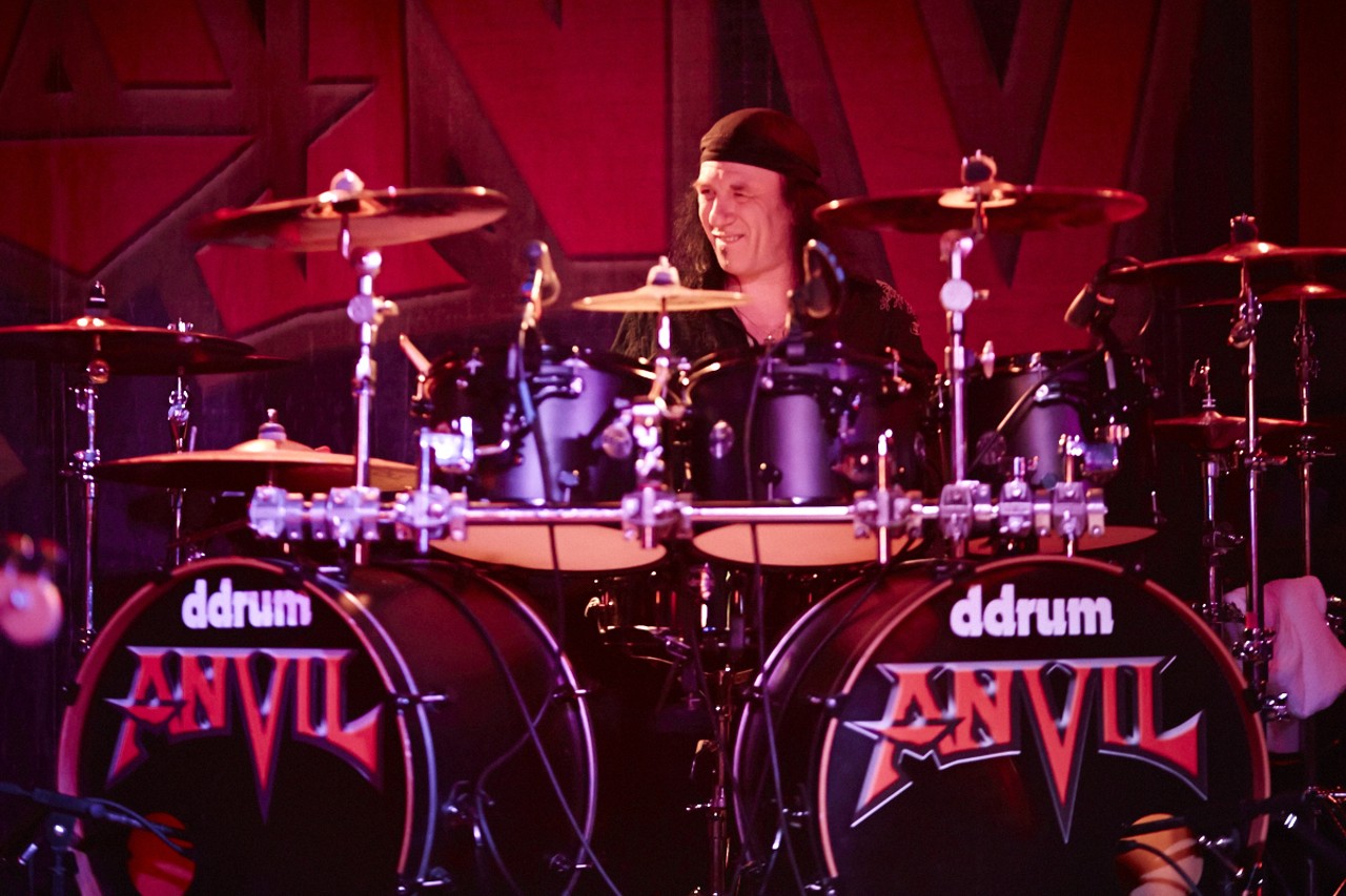 Anvil drummer Robb "Robbo" Reiner keeps the beat.