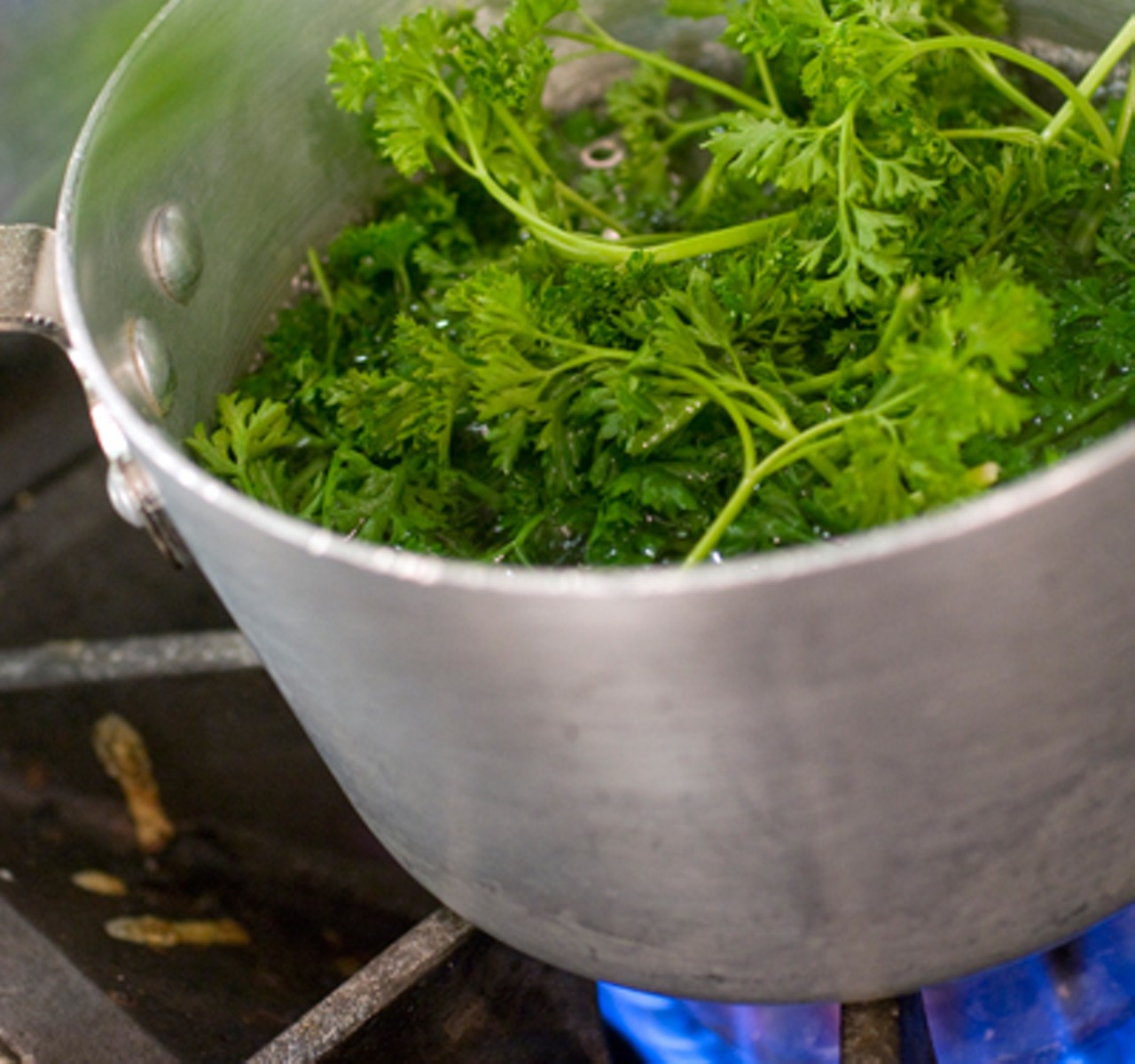 Blanching parsley. Read Ian Froeb's review: "Power Steering: Long a fixture across the river, Andria's Steakhouse opts for westward expansion."