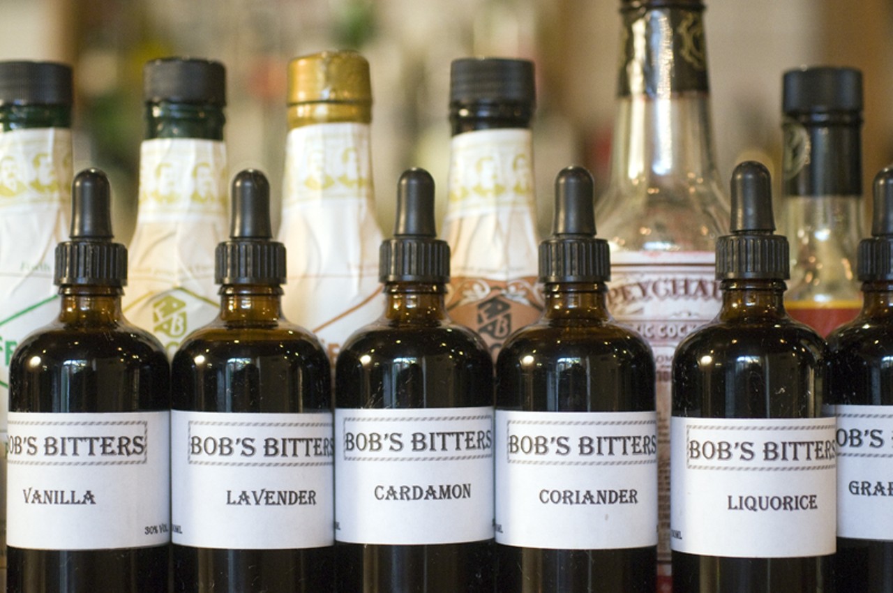 Kilgore can add specific flavors to his cocktails with the array of Bob&rsquo;s Bitters, found on the bar at Taste.
