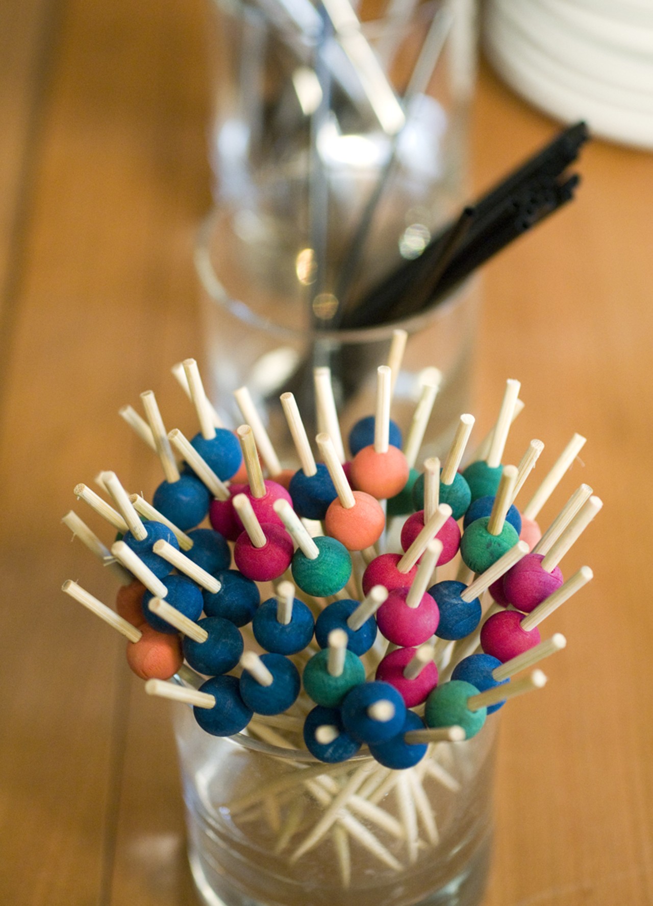 Toothpicks add a splash of color to Kilgore's creations.