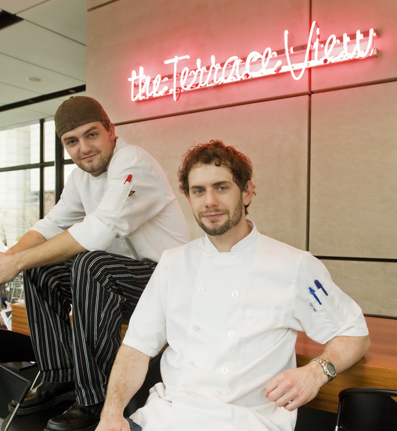 The two sous chefs at Terrace View are left-to-right, Nick Cox and Casey Kohler. Cox attended to L&rsquo;Ecole Culinaire to study the culinary arts, while Casey studied at St. Louis Community College at Forest Park. And, for all those interested... astrologically, they&rsquo;re both under the sign of Aquarius.