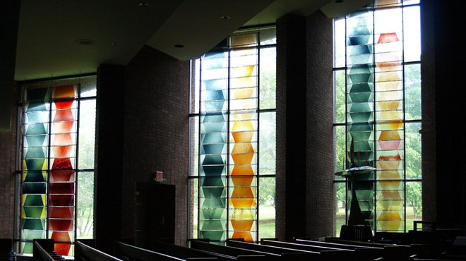 Chihuly windows at Congregation Shaare Emeth.