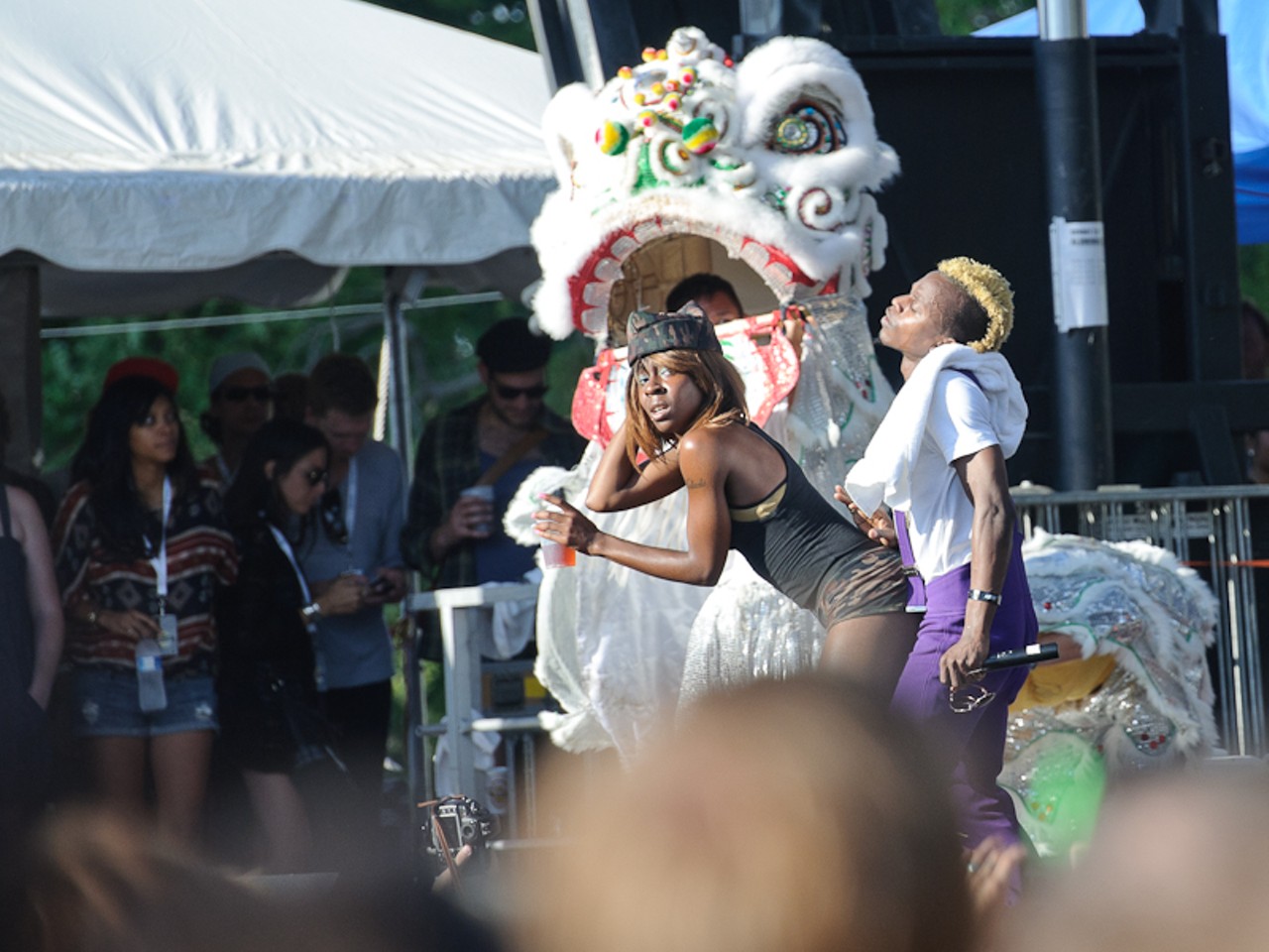 Major Lazer, booty, and a Chinese dragon at the Pitchfork Music Festival 2010 in Chicago.