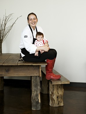 Owner of Bittersweet Bakery, Leanna Russo with her three-month-old daughter, Valentine.