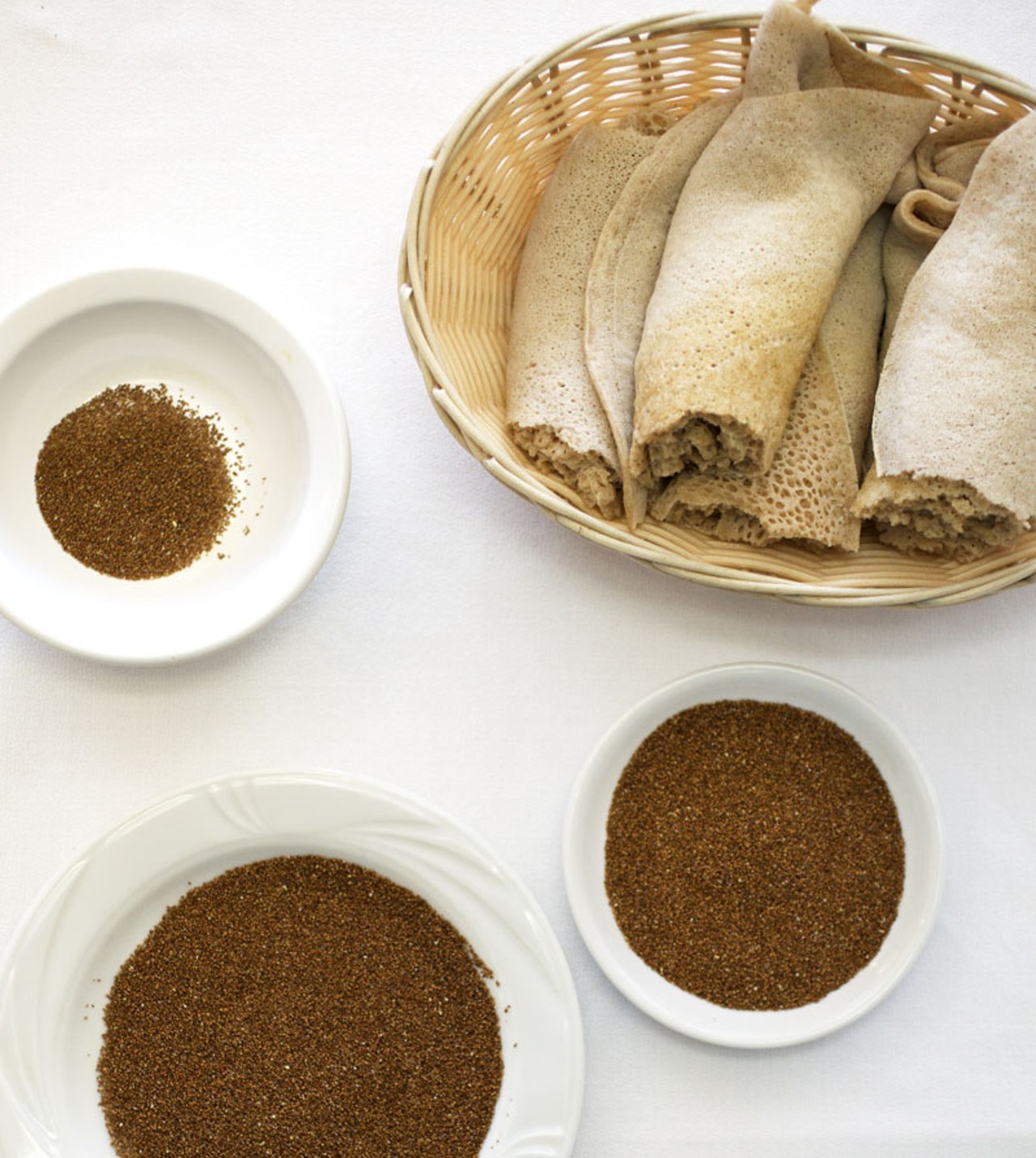 The Ethiopian bread, Engera, is made from a tiny seed called Tef, which I am told is found exclusively in Ethiopia.