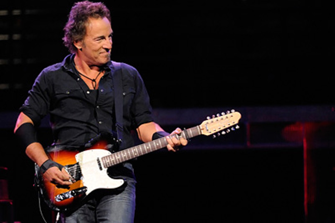 Bruce Springsteen, performing at the Scottrade Center in St. Louis, August 23, 2008. Read a review of show.