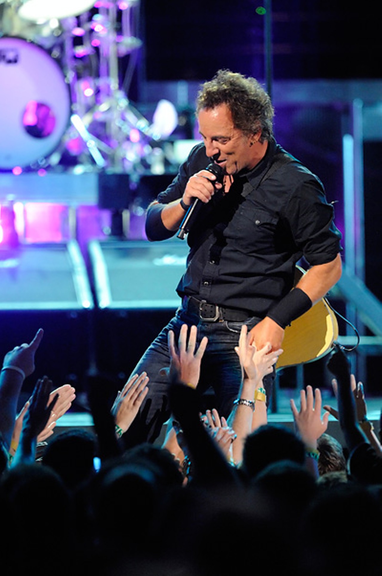 Springsteen went into the crowd throughout the night, most notably during the first few songs.
Read a review of show.