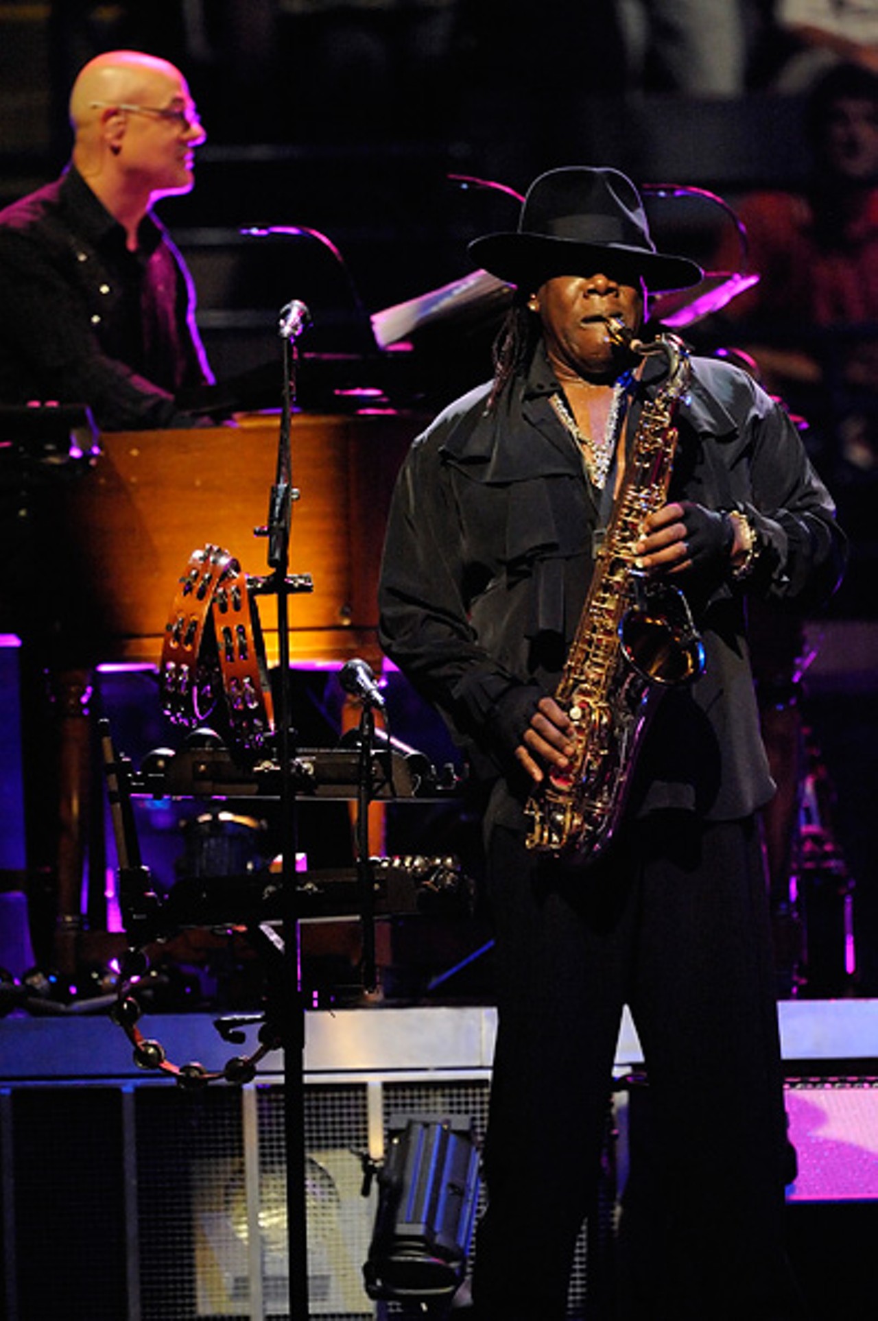 Clarence Clemons on saxophone, performing with Bruce Springsteen and the E Street Band. Read a review of show.