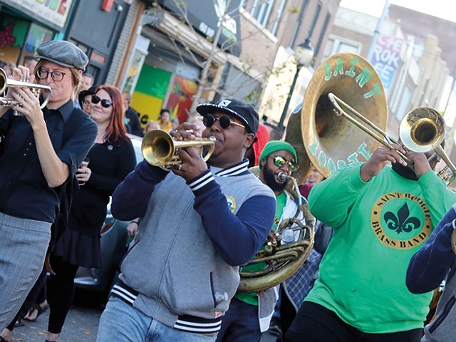 Saint Boogie Brass Band will lead a second line parade as part of the Cherokee Street Jazz Crawl this Saturday.