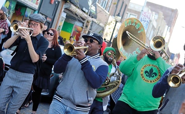Saint Boogie Brass Band will lead a second line parade as part of the Cherokee Street Jazz Crawl this Saturday.