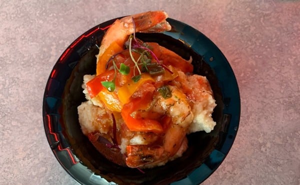 Chef Leah Osborne's shrimp and grits served at cannabrunch.