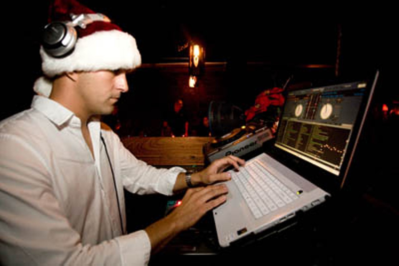 The D.J. plays Christmas tunes with a little extra funk at 12:00 a.m.