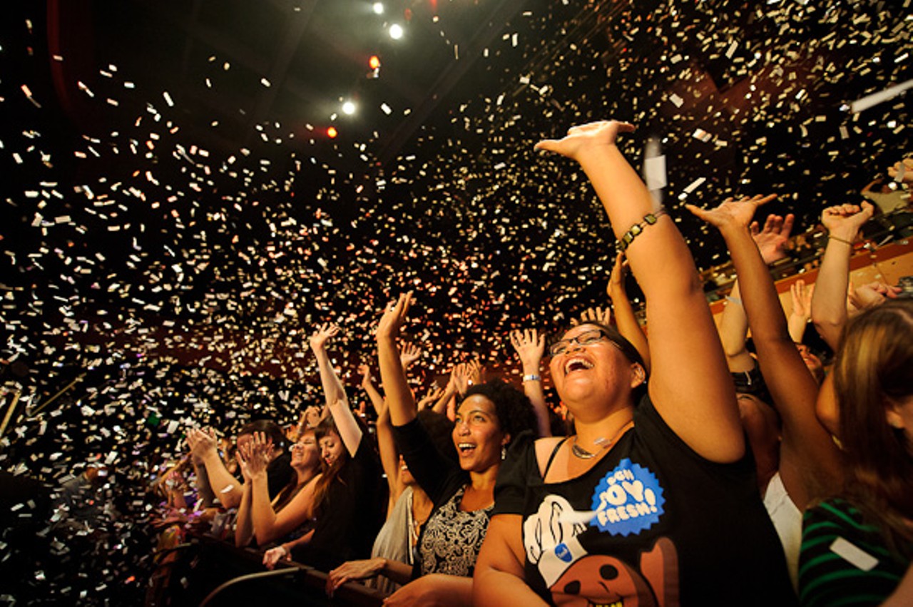 Fans during Chromeo's performance at the Pageant on October 24, 2011.