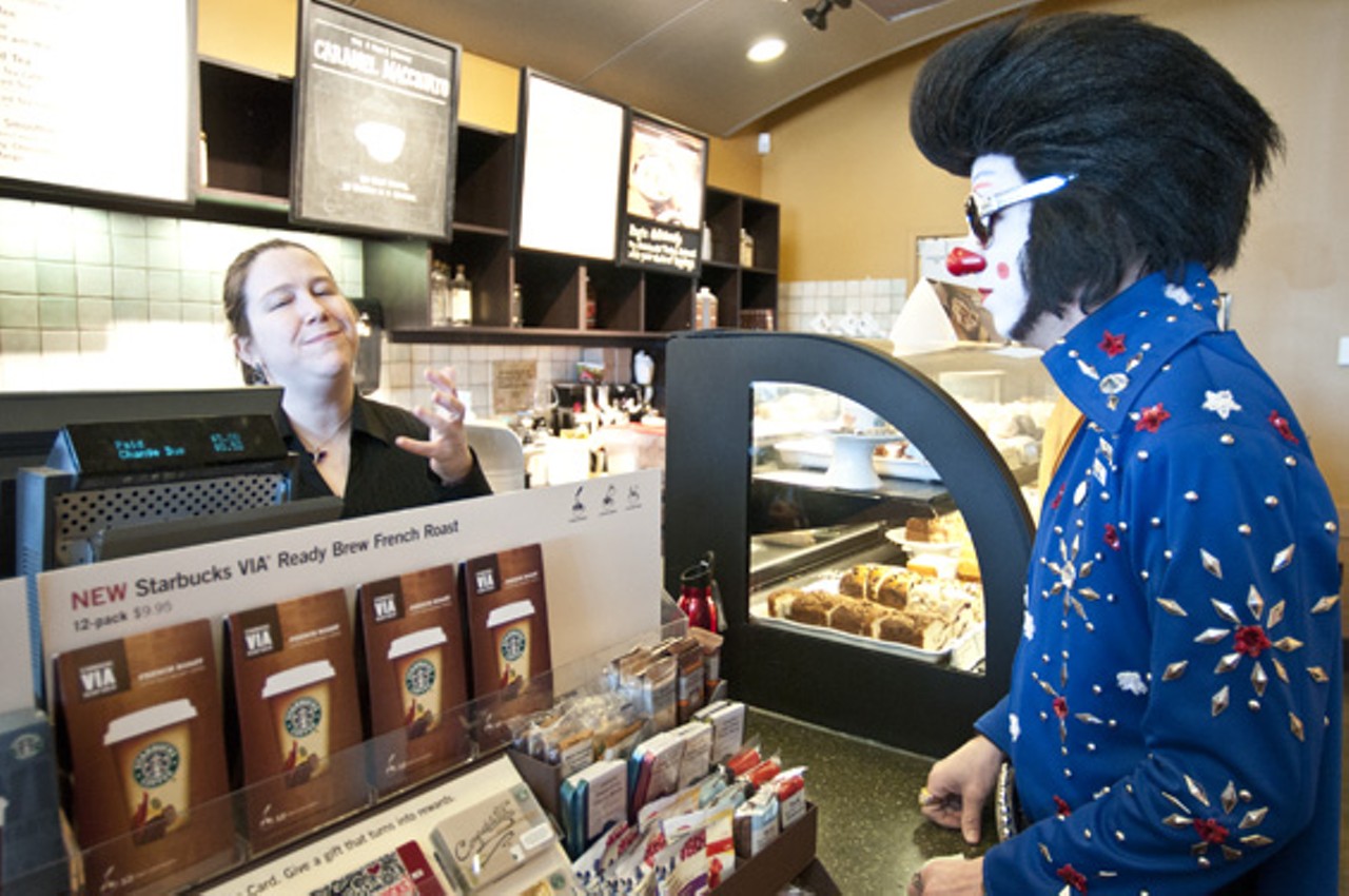 Clownvis does require coffee breaks to keep him and his crew fueled for the long day.