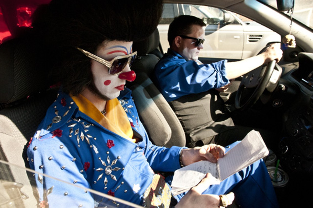 On Valentine's Day, the car becomes the office for Clownvis and his team.