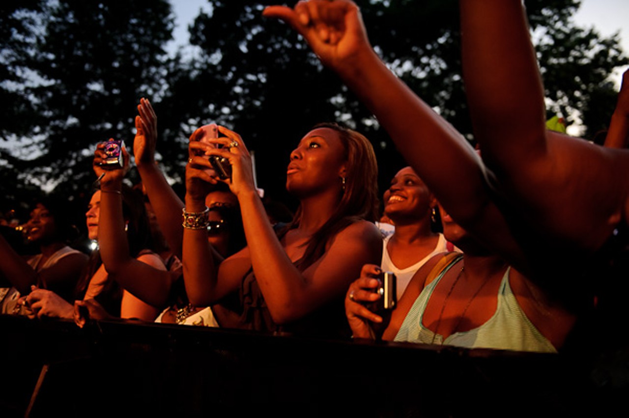Fans enjoying the sounds of Common at the Celebrate St. Louis Summer Concerts on the Budweiser Main Stage.