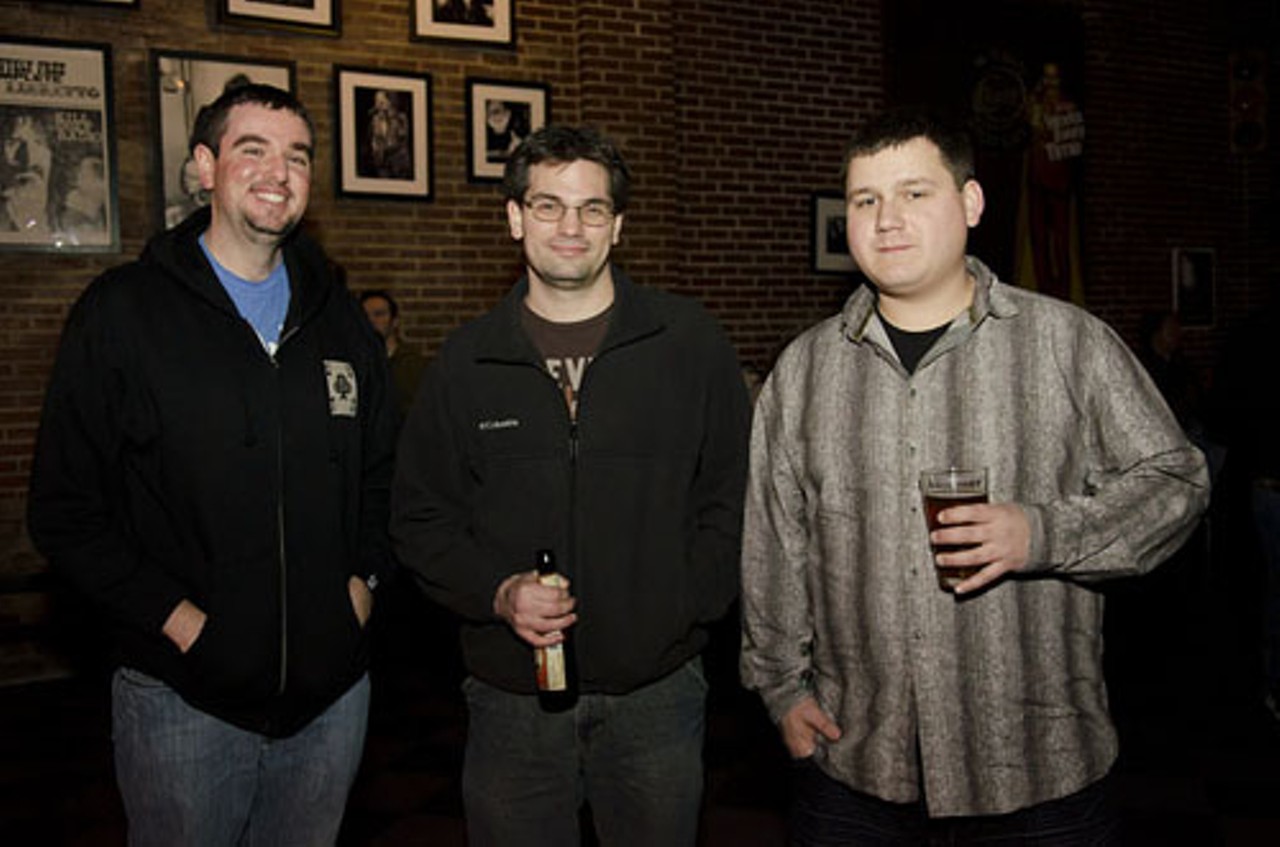 Justin Burnett, Mike Lee and Mark Ivey of St. Louis before the Craig Finn performance at Off Broadway on Friday night.