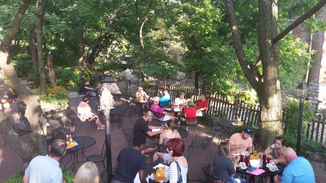 Old Millstream Inn
912 S Main St.
St. Charles, MO 63301
(636) 946-3287
Isn't this patio picturesque? We know you'll love it -- and your dog will, too. Take in the waterfall while noshing on hearty American pub fare. And of course, you can't forget to try one (or a few) of the 100 bottled beers available in the beer cooler beneath the restaurant. We doubt your dog will mind. Photo courtesy of Yelp / Iva M.