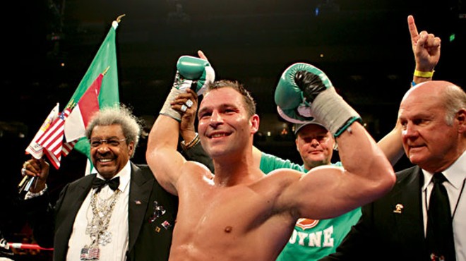 Don King and Ryan Coyne, after Coyne claims the WBC cruiser weight title at the &ldquo;Gateway to Greatness&rdquo; event in 2010.
