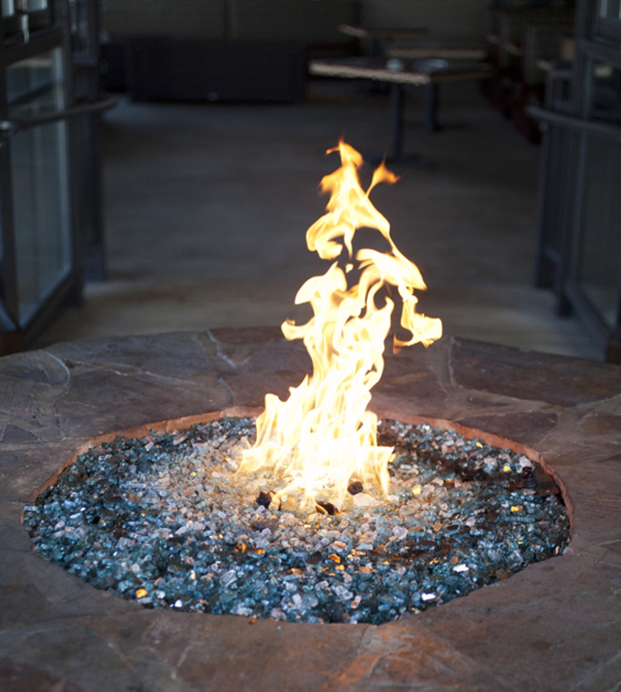 The fire-pit adds a rustic feel