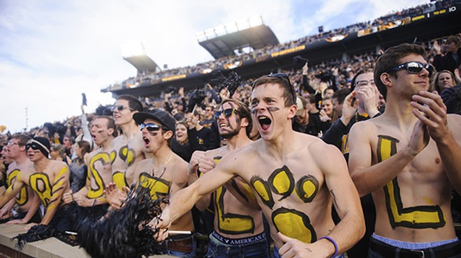 Fans root for the home team at Faurot Field.
