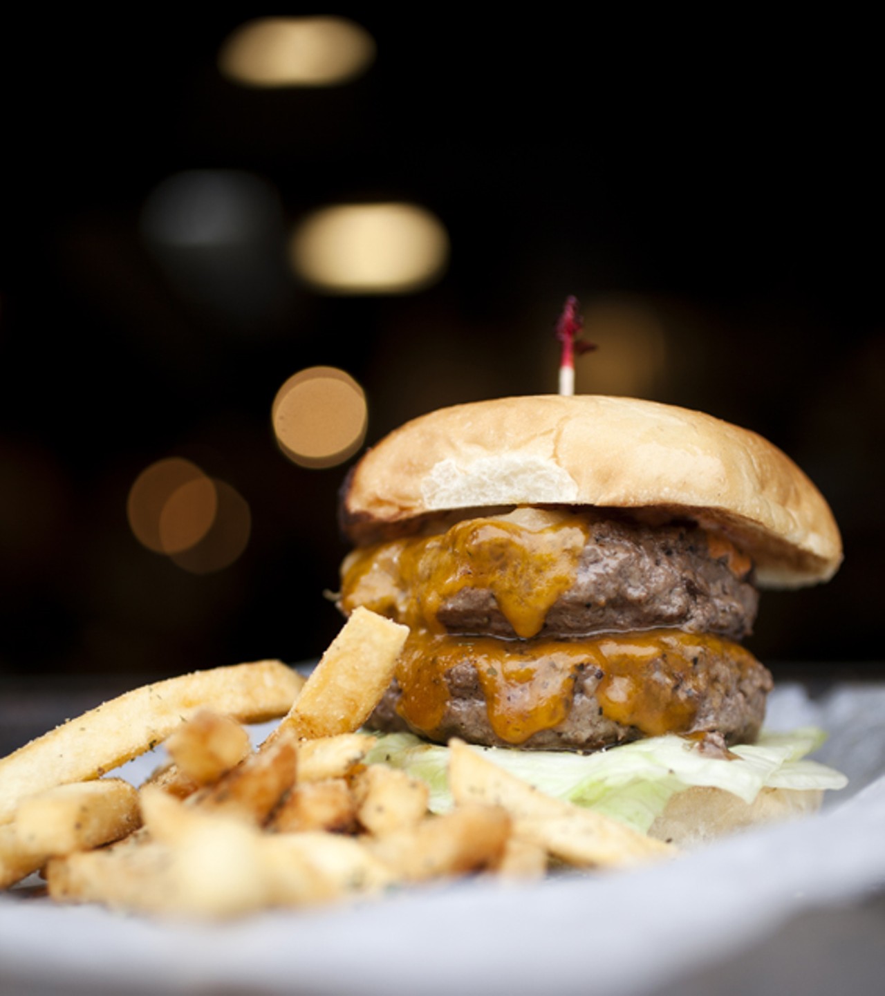 THE Cheeseburger (as if is called on the menu) can be ordered as a single or a double. Here, a double is pictured.