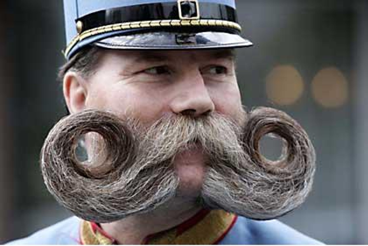 This fella? He's nobody famous, but he was a contestant in the  mustache championships. Bravo!