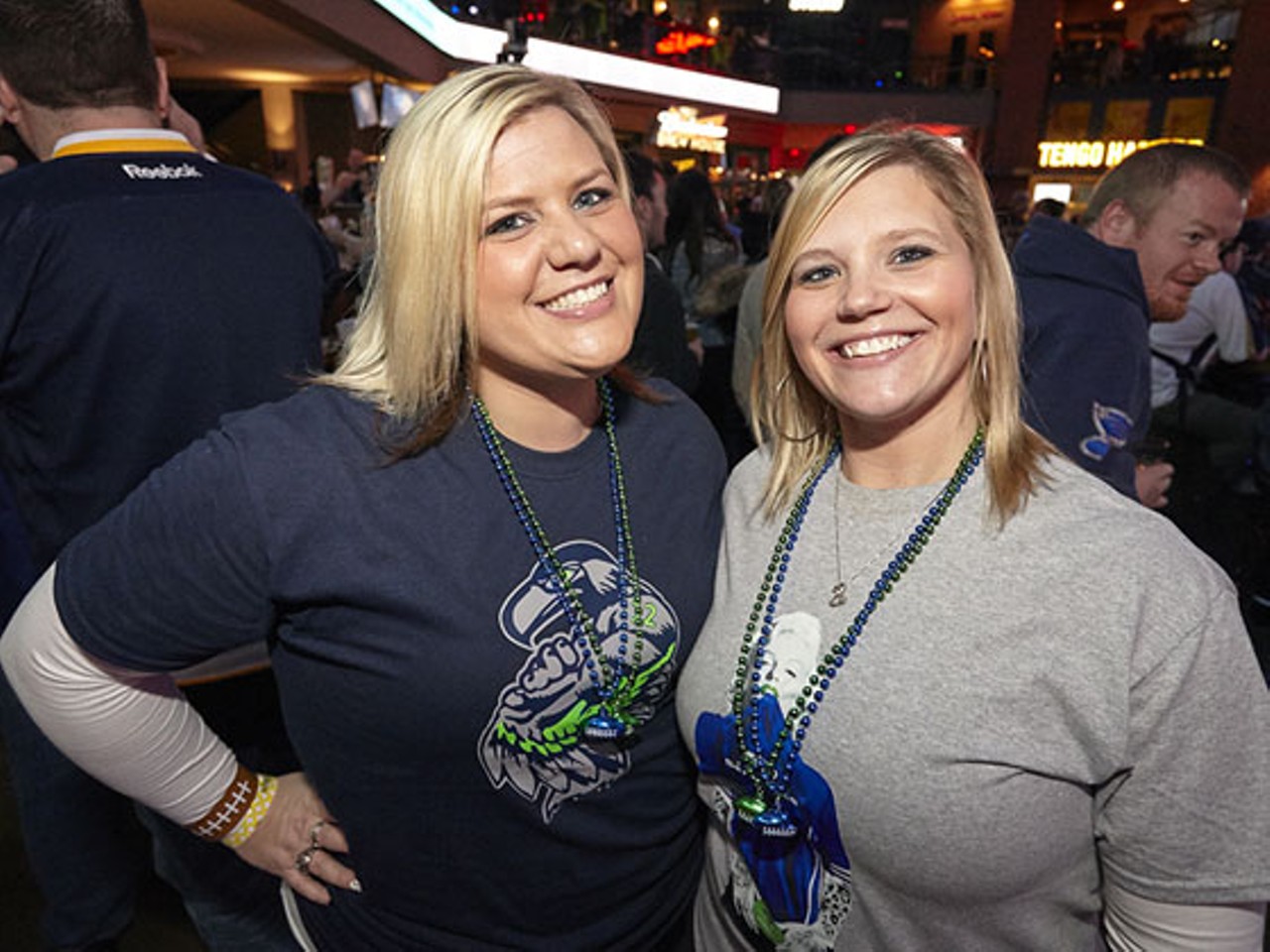 Liz Keeney and Mindi Hubbard supporting the Seahawks.