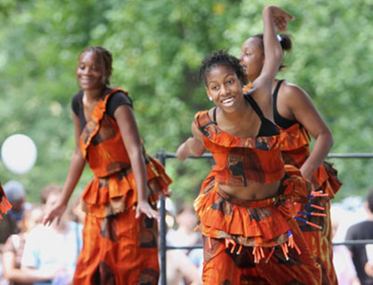 Ahturah Eleeahsah, African American Community Performance Ensemble, dances on the Forest Stage.
