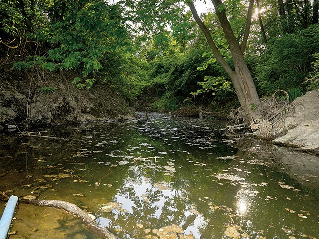 Coldwater Creek runs by the St. Louis airport and through Florissant and Hazelwood before flowing into the Missouri River. The creek is contaminated by nuclear waste left over from the effort to build the first atomic bomb during World War II.