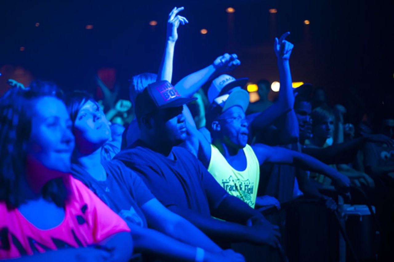 Fans enjoying a dubstep-filled evening at the Pageant on June 15.