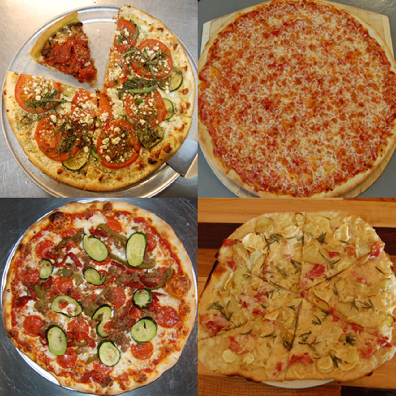 Clockwise from the top-left: Pi, Bridge & Tunnel, Onesto and Katie's Pizzeria Cafe.