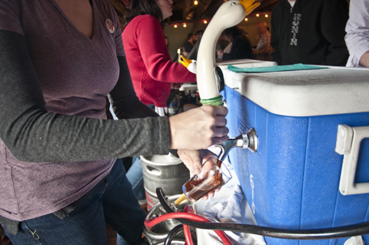 The 4th Annual Beer Lovers Anonymous Festival features numerous beers on tap in convenient party cooler storage. Participants are encouraged to sample any and every beer they desire.