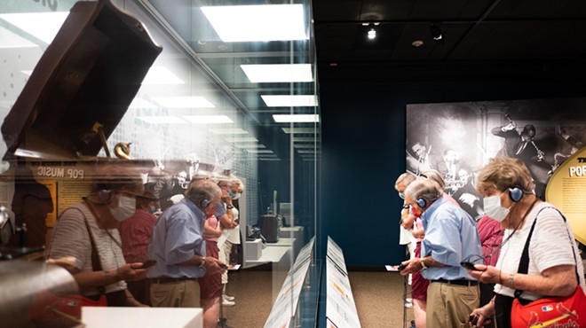 Viewers at the St. Louis Sound exhibit can listen and learn about various instruments and people that have contributed to the St. Louis music scene.