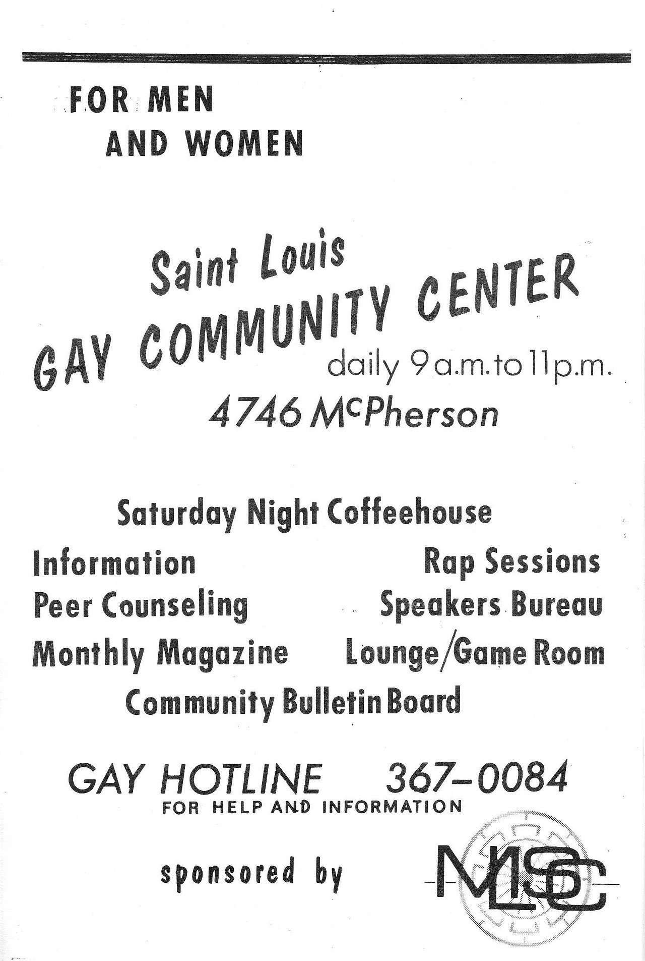 St. Louis Gay Community Center, 1978