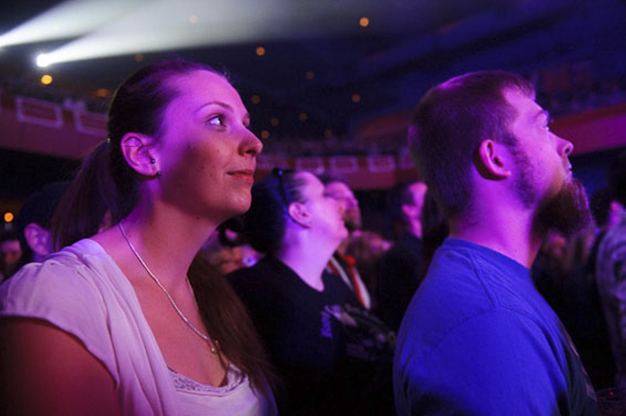Fans during George Thorogood's headlining performance at The Pageant in St. Louis on March 21, 2012.