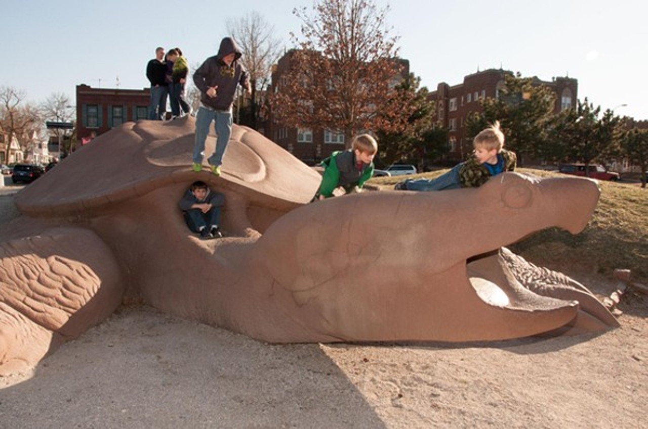 Say &#147;Hi&#148; to the turtles at the Turtle Playground
Known around St. Louis as &#147;Turtle Park,&#148; this spot near Highway 40 and Hampton was built by Bob Cassilly (the founder of the City Museum) for kids to burn off a little steam and make a few new friends.
Find out more here.
Photo credit: Micah Usher