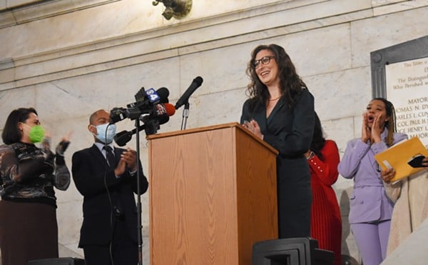 Megan Green speaks at her inauguration in St. Louis City Hall on Monday, November 28.