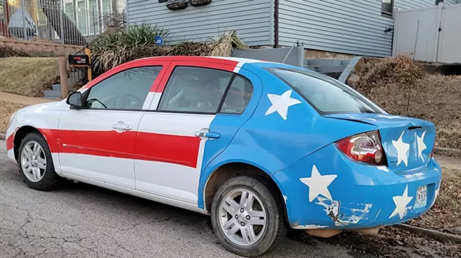 Wayne's red, white and blue ride.