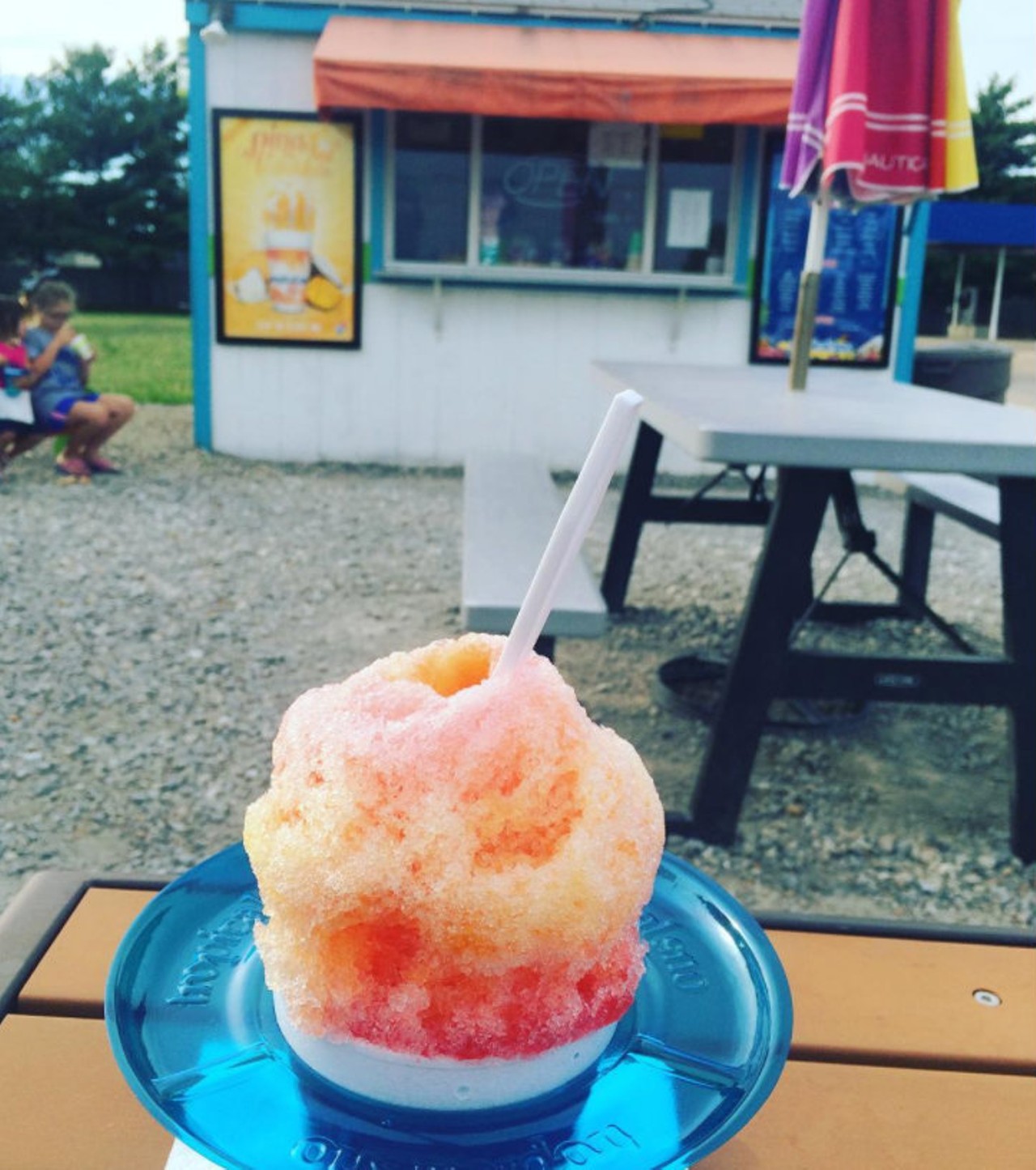 The 2017 feature flavors at Tropical Sno include Paradise Island, Volcano and Peach Coconilla. Sounds good to us. Photo of JNS Tropical Sno courtesy of Instagram / lilmissmermaid.