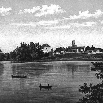This Used to Be: Chouteau's Pond    Now It's: The Enterprise (Scottrade/Savvis/Kiel) Center    Location: Downtown St. Louis        Harris shares this postcard of "scenic Chouteau's Pond, which stretched westward from present-day Busch Stadium to beyond present-day Union Station. The booming growth in population and industry during the early nineteenth century polluted the pond and turned it into a health hazard. It was drained after the cholera epidemic of 1849." So a giant pond used to cover much of the downtown area? Crazy.    Image courtesy of a postcard from a private collection.
