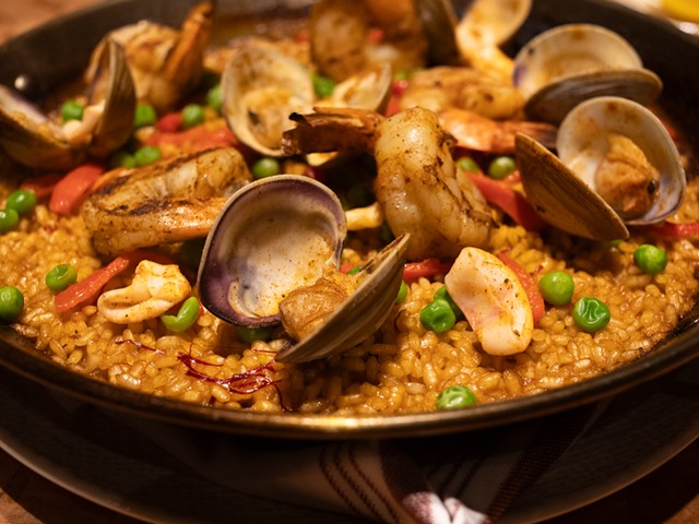 Dishes at Idol Wolf include a seafood paella.