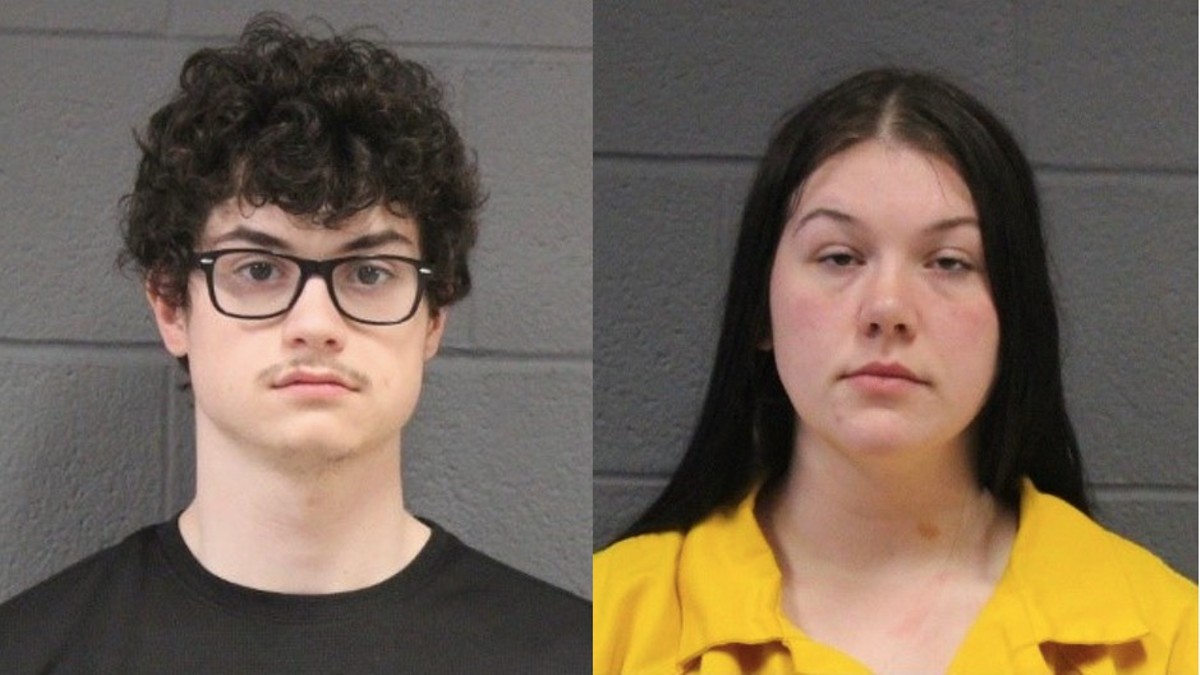 Logan Hutchings and Sophia Kelly, shown in their booking photos.