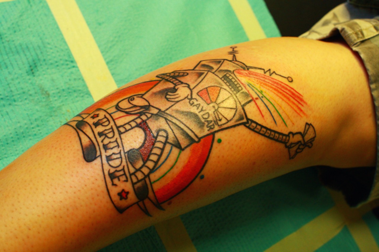 Christa Osborne's "Gay Robot" ...just in time for the Pride Parade. Ink done by Midwest Rick at Enigma.