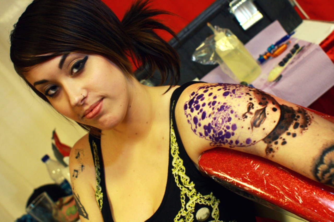 Rachel Schroeder and her "Holey Baby" tattoo.