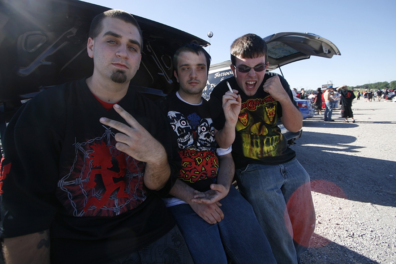 Bryan, Bryan and Matt hang out in the parking lot before the show. Matt said he's been listening to ICP practically his whole life.